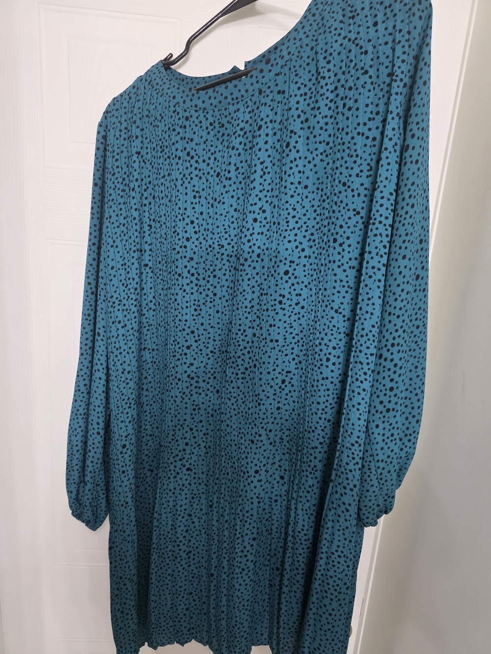 Ophelia Roe Teal Polka Dot Long-Sleeve Women’s Knee Length Dress
